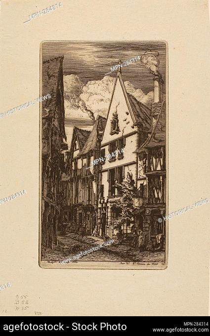 Author: Charles Meryon. Rue des Toiles, Bourges - 1853 - Charles Meryon French, 1821-1868. Etching and drypoint on verdtre (greenish) laid paper