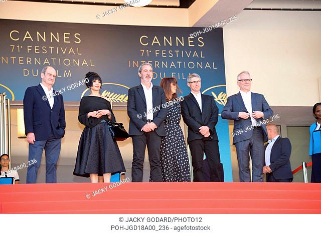 Arriving on the red carpet for the film 'Le livre d'images' by Jean-Luc Godard Pierre Lescure, Nicole Brenez, Fabrice Aragno, Mitra Farahani