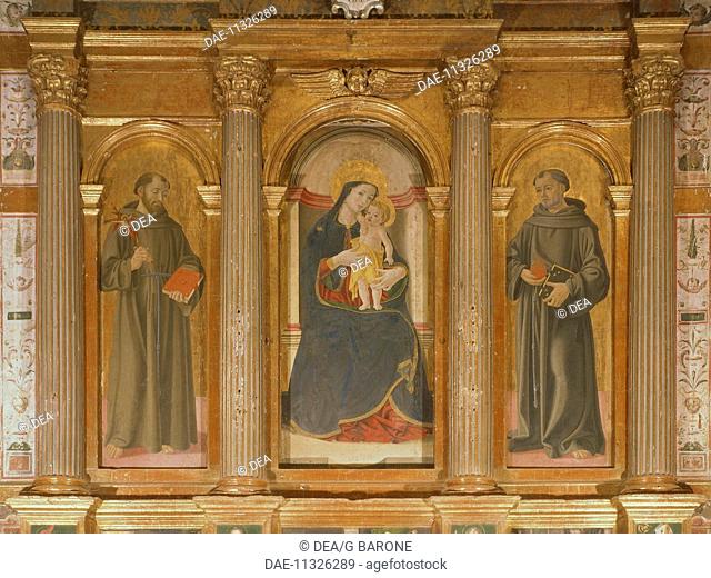 Triptych, 1467, by Antonio di Benedetto Aquilio degli Aquili known as Antoniazzo Romano (ca. 1430-1510), Church of Saint Francis, Subiaco