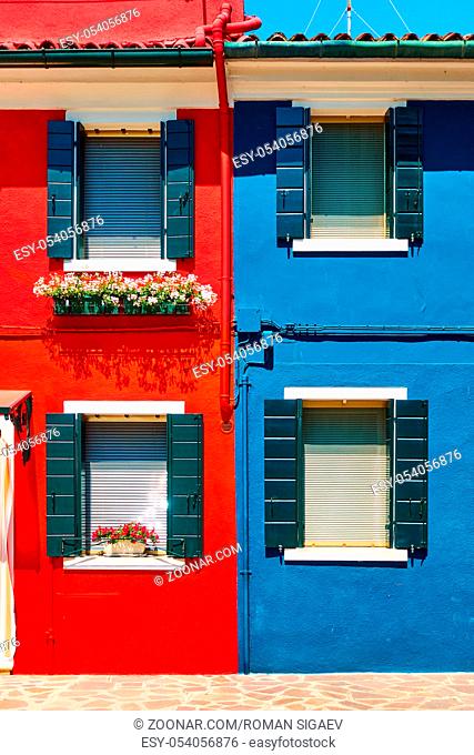 Vivid colorful houses in Burano, Venice, Italy