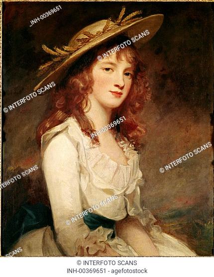 Ü Kunst, Romney, George 15 12 1734 - 15  11 1802, Gemälde Bildnis Miss Constable Sammlung Gulbenkian, Lissabon englisch, rokoko junge frau, mädchen