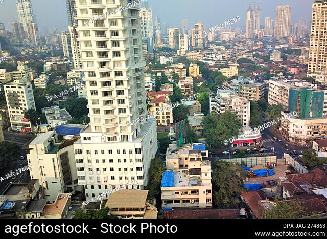 Aerial view, Chowpatty, Girgaon, Mumbai, Maharashtra, India, Asia