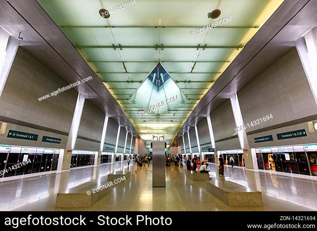 Singapore ? January 29, 2018: Metro Station at Changi airport (SIN) in Singapore