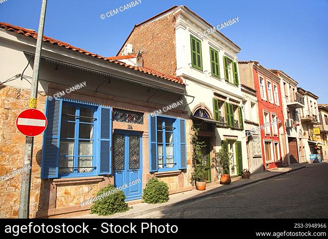 View to the traditional Ottoman-Greek houses at the center of Ayvalik town, Balikesir City, Aegean Region, Turkey, Europe