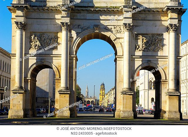 The Siegestor, Triumphal Arch, Victory Gate, Munich. Bavaria. Germany