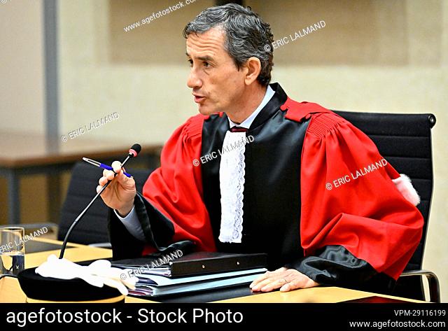 Chairman of the Court Jo Daenen pictured during a preliminary hearing of ex-restaurant owner Martino Trotta, before the Assizes Court of Limburg in Tongeren on...