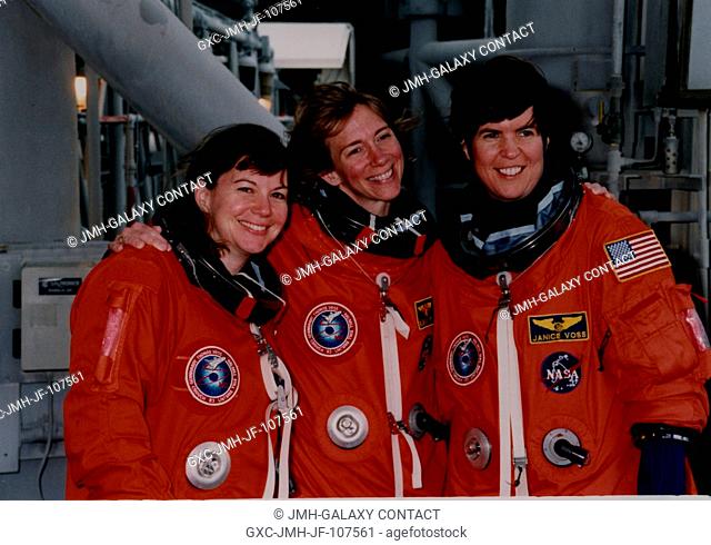 From left to right, astronauts Catherine G. Cady Coleman, alternate mission specialist; Susan L. Still, pilot; and Janice E