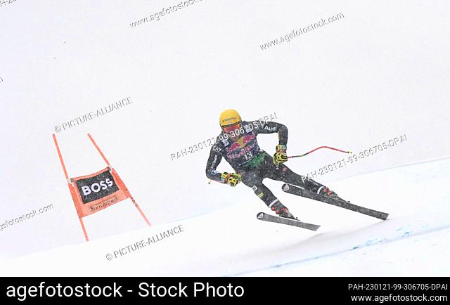 21 January 2023, Austria, Kitzbühel: Italian ski racer Mattia Casse competes in the downhill race on the Streif during the 83rd Hahnenkamm Race