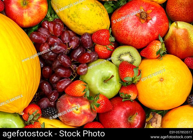 Food background fruits collection apples berries oranges fruit backgrounds