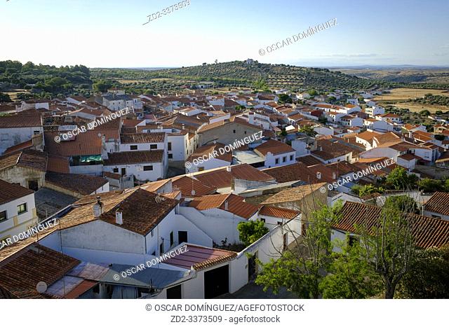 General view of Valencia de Alcántara from the castle. Cáceres province. Extremadura. Spain