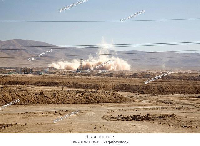 blasting in a nitre mine in Chile, Chile