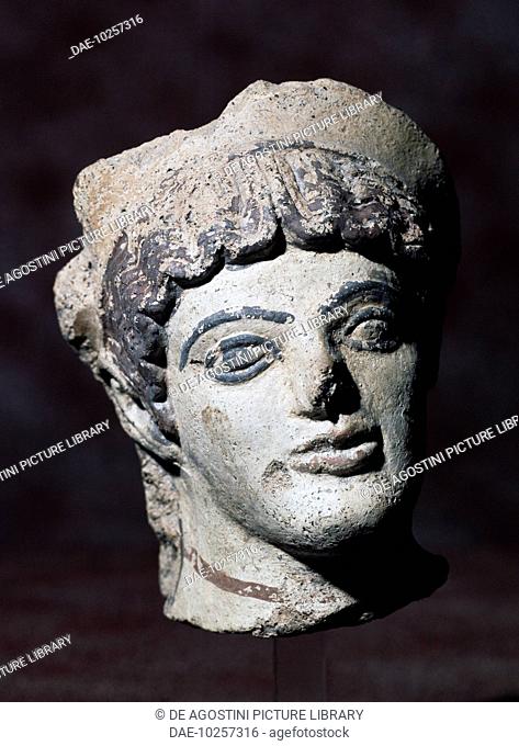Female head from a temple decoration. Greek civilisation.  Rome, Museo Nazionale Etrusco Di Villa Giulia (Villa Giulia National Museum, Archaeological Museum)