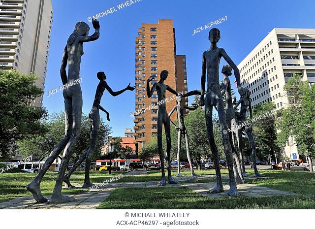 Mario Armengol sculpture, 'The Family of Man', Calgary Board of Education, downtown Calgary, Alberta, Canada