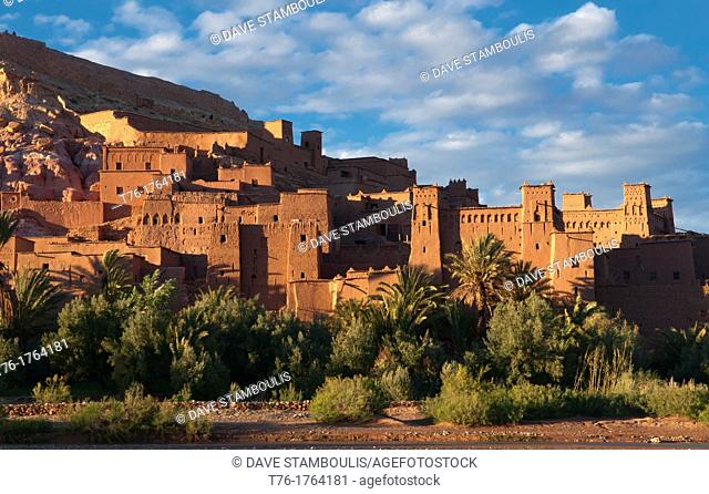 the ancient kasbah of Ait Benhaddou UNESCO World Heritage Site at sunset, Morocco