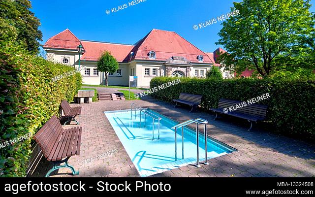 Town hall, former riding arena, Kneipp facility, castle grounds, green area, garden, Gersfeld, Fulda district, Hesse, Germany, Europe