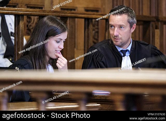 Lawyer Audrey Lamy and Lawyer Alexandre Wilmotte, representing the accused pictured during the jury constitution session at the assizes trial of Sami Haenen...
