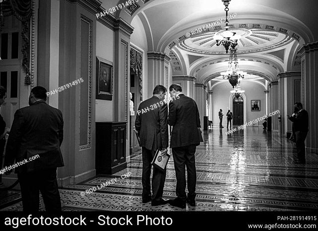 United States Senator Joe Manchin III (Democrat of West Virginia), left, and United States Senator Ron Wyden (Democrat of Oregon), right