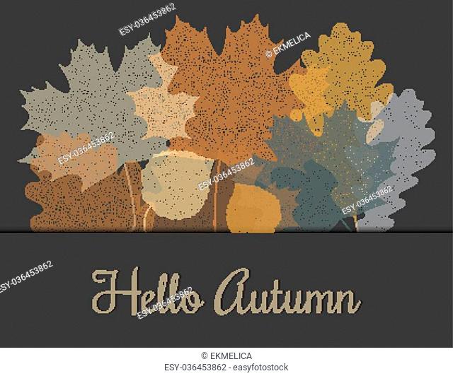 Autumn invitation or greeting card from skeletons of leaves. Vector template for banner, card, background etc. Vector illustration