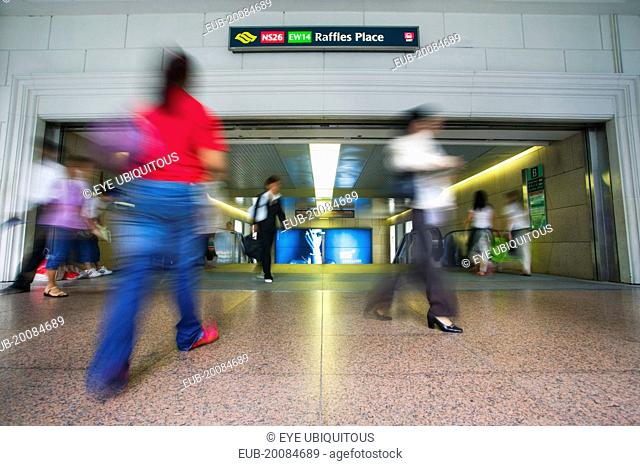 Singapore. The entrance to Raffles Place Mass Rapid Transit station