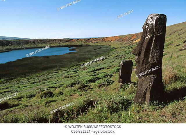 Moai quarry. rano raraku. Easter Island. Chile