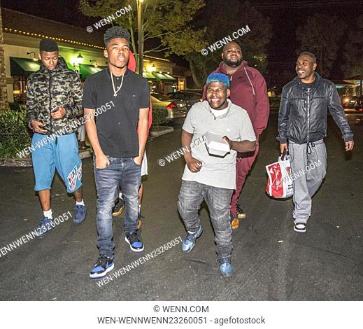 Tyrin Turner and rapper Lil Caine The Artist leaving BJ’s with friends in Thousand Oaks Featuring: Tyrin Turner, Lil Caine The Artist Where: Thousand Oaks