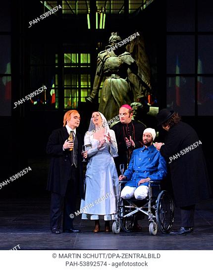 A scene from the opera ""Das schwarze Blut"" is rehearsed on stage at the Theater Erfurt in Erfurt, Germany, 26 November 2014