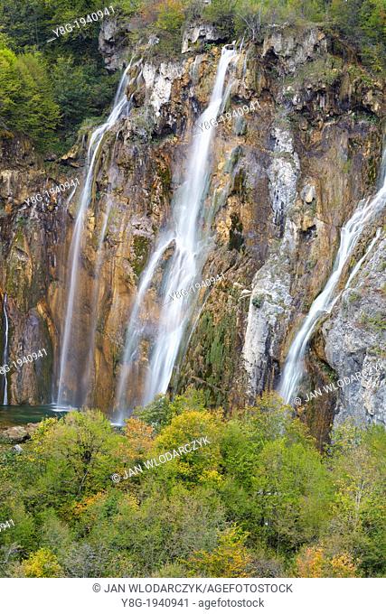 Croatia - Plitvice Lakes National Park, The Big Waterfall, Veliki Slap, Plitvice Lakes protected area in central Croatia