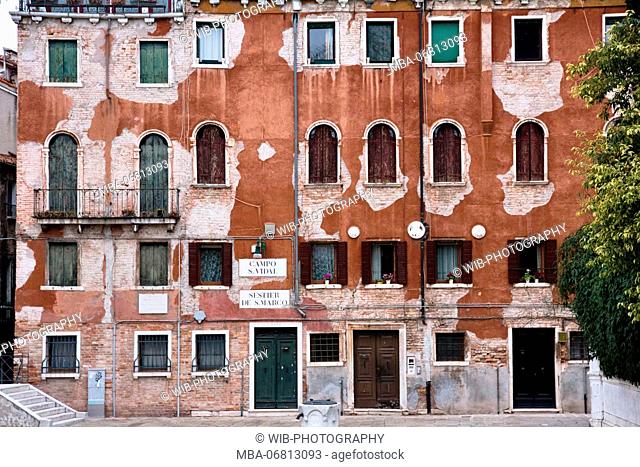 Italy, Venice, Campo San Vidal, old building, facade