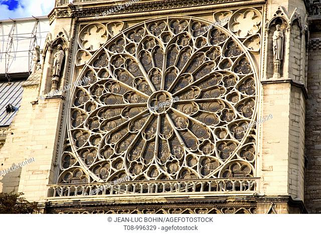 france, paris, Notre Dame, façade sud : rose