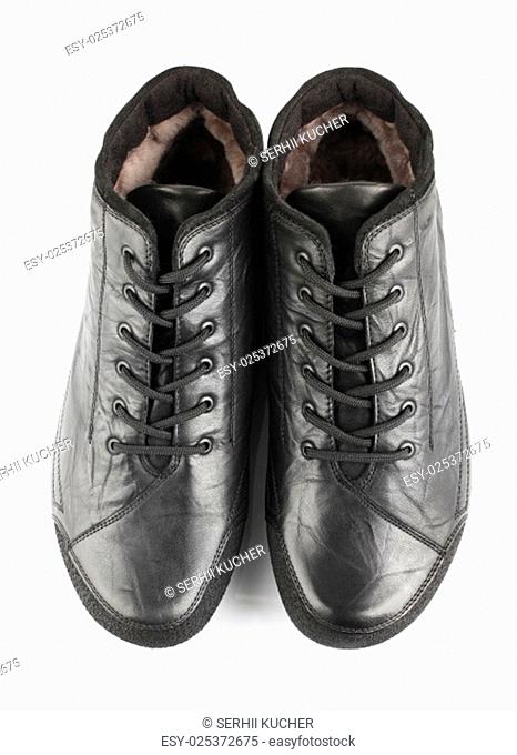 Black man shoes isolated on white background top view