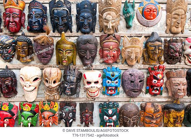 souvenir masks for sale in Durbar Square in Kathmandu, Nepal