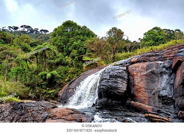 Bakers Falls in Horton plains, Sri Lanka. The height of Baker's waterfalls is 20 Metres and the falls were named after sir Samuel Baker
