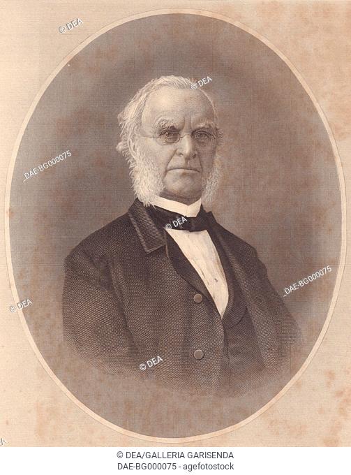 Portrait of the American Methodist Bishop Joseph Holdich (1794-1893), engraving from The ladies's Repository, United States, circa 1870