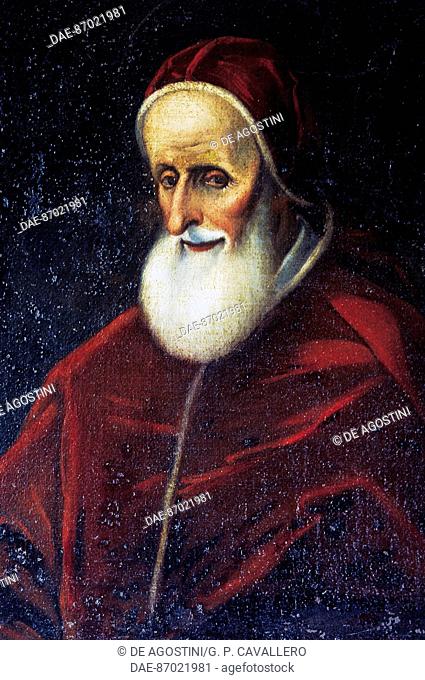 Portrait of Pope Pius V (Bosco Marengo, 1504-Rome, 1572), native home, Bosco Marengo, Piedmont, Italy