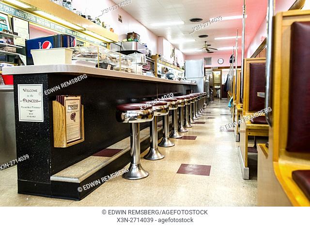 Bar and barstools at a diner in Maryland