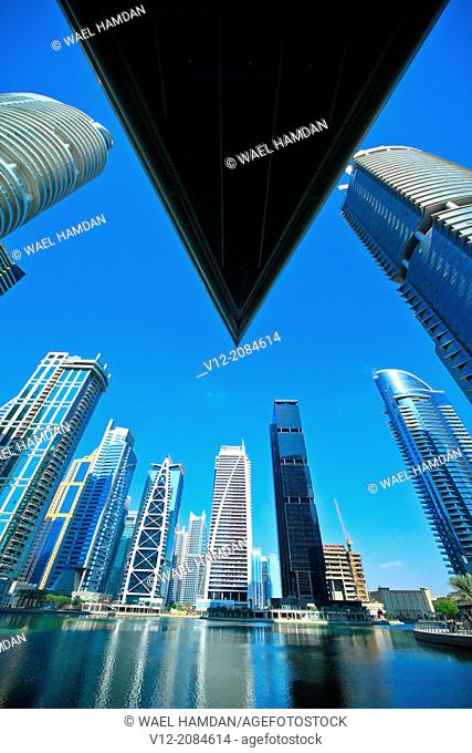 modern high-rise apartment towers at Jumeirah Lakes Towers JLT at Dubai, UAE