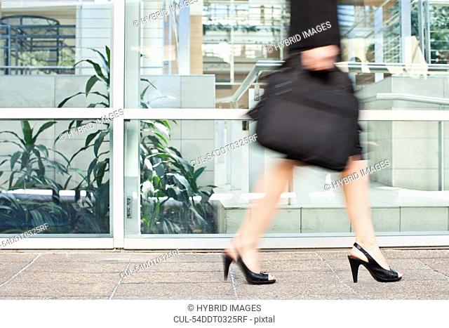 Businesswoman walking on city street