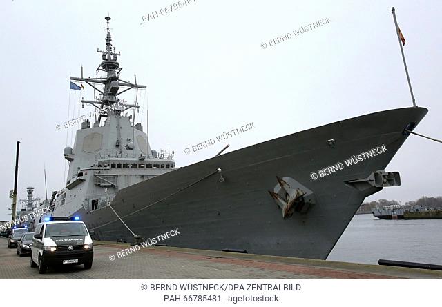 The Spanish frigate 'ESPS Alvaro de Bazan' (F101) of the NATO naval force 'Standing NATO Maritime Group 1' (SNMG 1) lied at anchor in Warnemuende, Germany