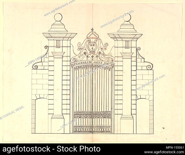 Design for a Gate. Artist: Anonymous, French, 18th century; Date: 18th century; Medium: Graphite, pen and black ink; Dimensions: sheet: 12 3/16 x 15 1/2 in