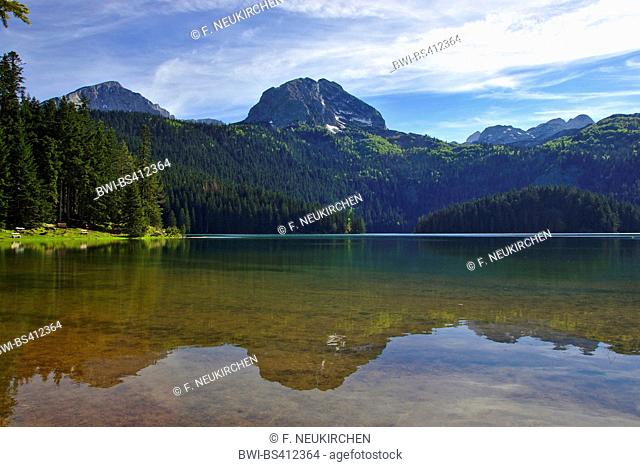 Blake Lake, Crno Jezero, glacial lake on mount Durmitor, mount Meded in background, Montenegro, Durmitor National Park, Zabljak
