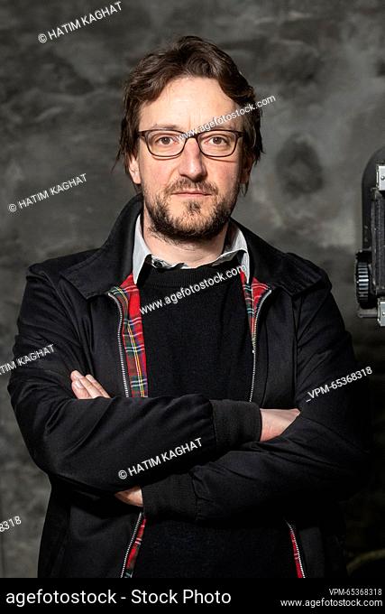 Geoffroy Gernaix poses for the photographer during a press conference regarding the presence of Belgian French-speaking cinema in Cannes festival