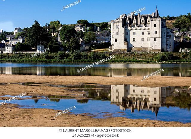 View of Castle of Montsoreau on Riverbank, was built on the Loire in 1455, at the confluence of the Loire and Vienne rivers