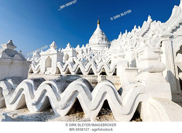 White Buddhist Hsinbyume Pagoda or Myatheindan Pagoda, Mingun, Sagaing Division, Myanmar