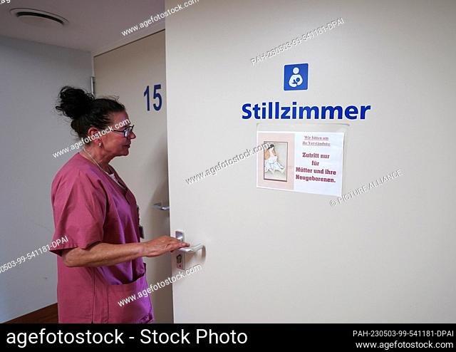 PRODUCTION - 02 May 2023, Schleswig-Holstein, Kiel: Silke Bertz, nurse in the obstetrics ward of the gynecological clinic at Kiel Municipal Hospital
