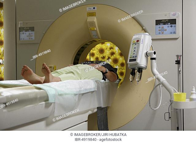 Patient in the tube, CT, computer tomograph, Karlovy Vary, Czech Republic, Europe