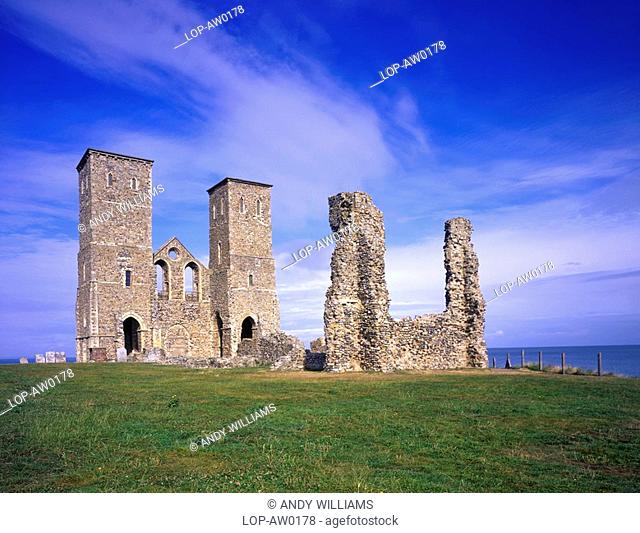 England, Kent, Herne Bay, A view to the Reculver Towers