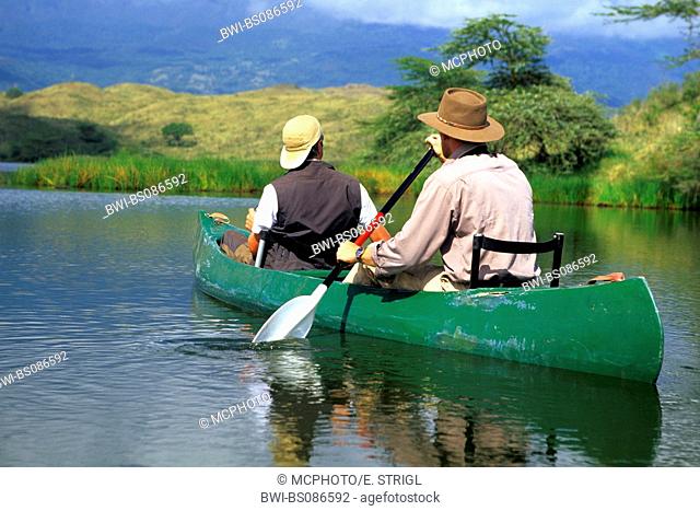 canoe on a Momella Lake, Mount Meru, Tanzania, Arusha National Park