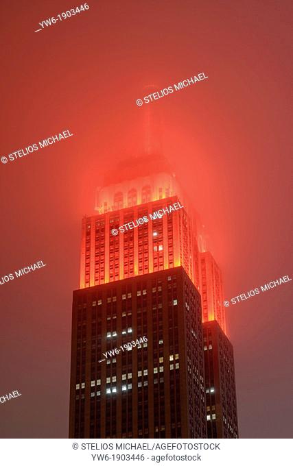 Empire State Building in Fog, New York, USA