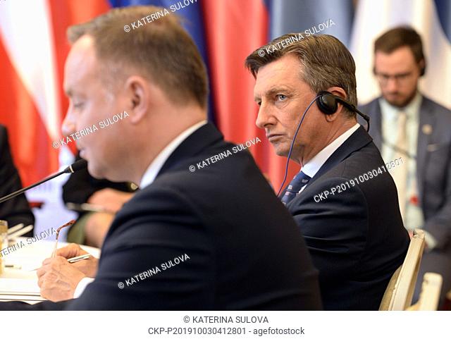 Slovenian President Borut Pahor at the plenary session of Visegrad Group (V4; Czech Republic, Slovakia, Poland, Hungary) countries