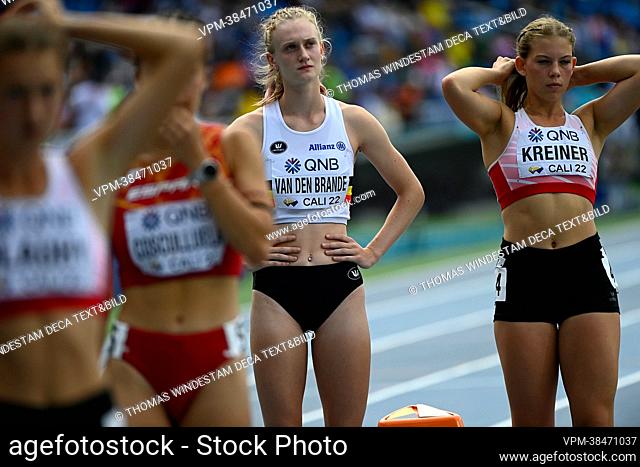 Belgian Laura Van Den Brande pictured in action during the 800m event of the women's heptathlon competition, at the 'World Athletics' World Junior Athletics...